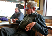 Sandpoint filmmaker Eric Daarstad and the morning coffee crew at Monarch Mountain Coffee, 2010